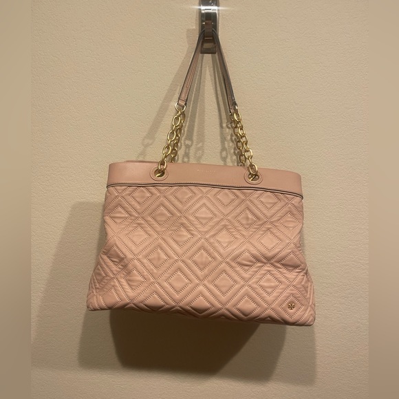 Tory Burch Fleming Triple-Compartment Tote nude pinkish cream color - Picture 9 of 13